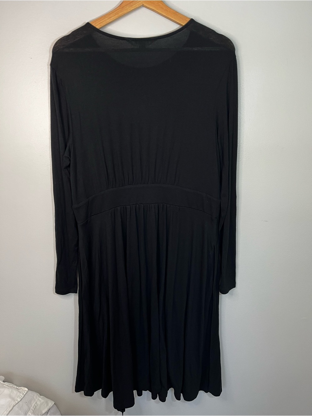 Boden Black Long-Sleeve Lightweight Gathered-Waist Midi Dress Women’s 12